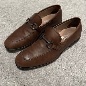 Men’s Ferragamo Dress Shoes ‘Grandioso’ - Size 11EE (wide)in Hickory Pebble Calf